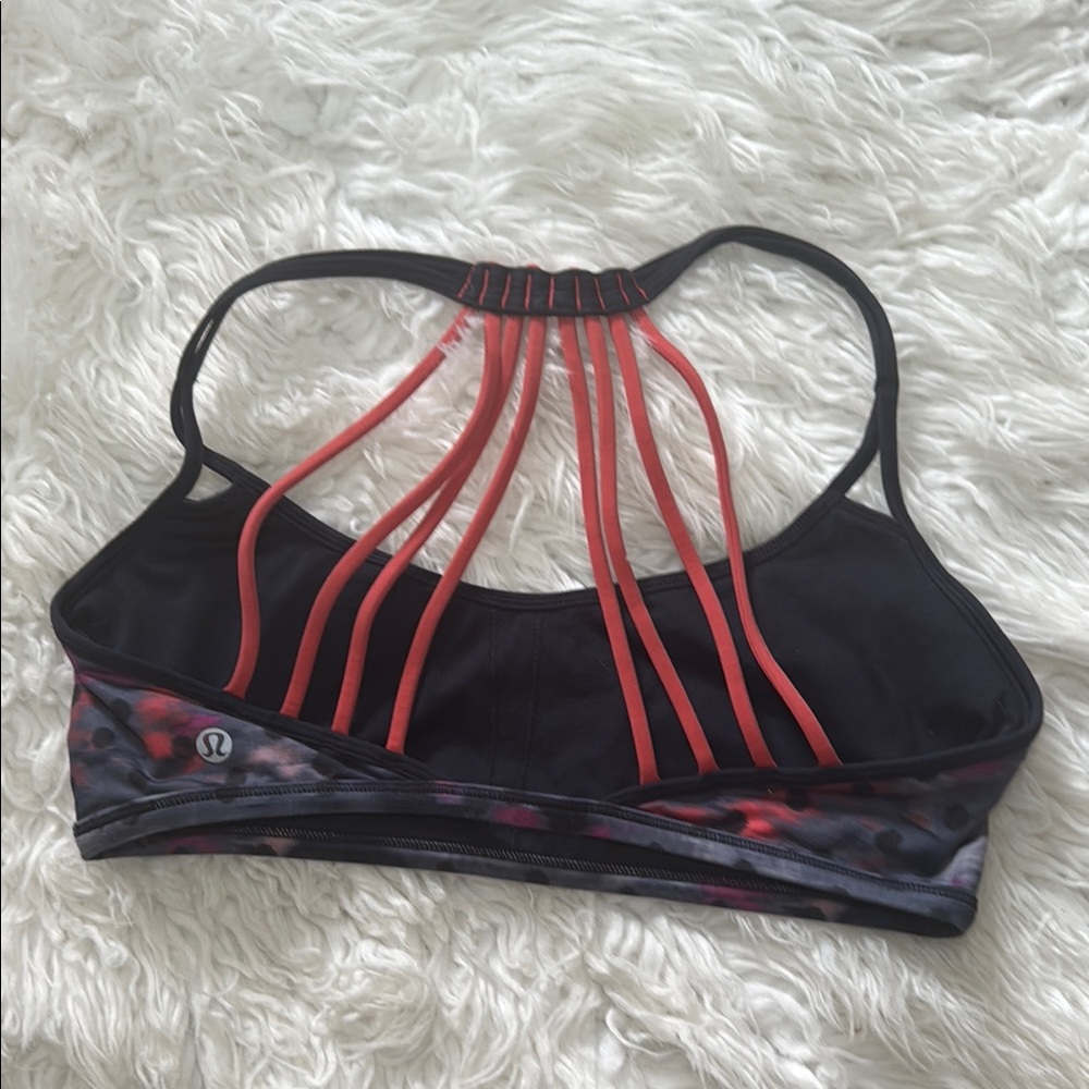 Lululemon Athletica Strappy Black and Red Sports Bra